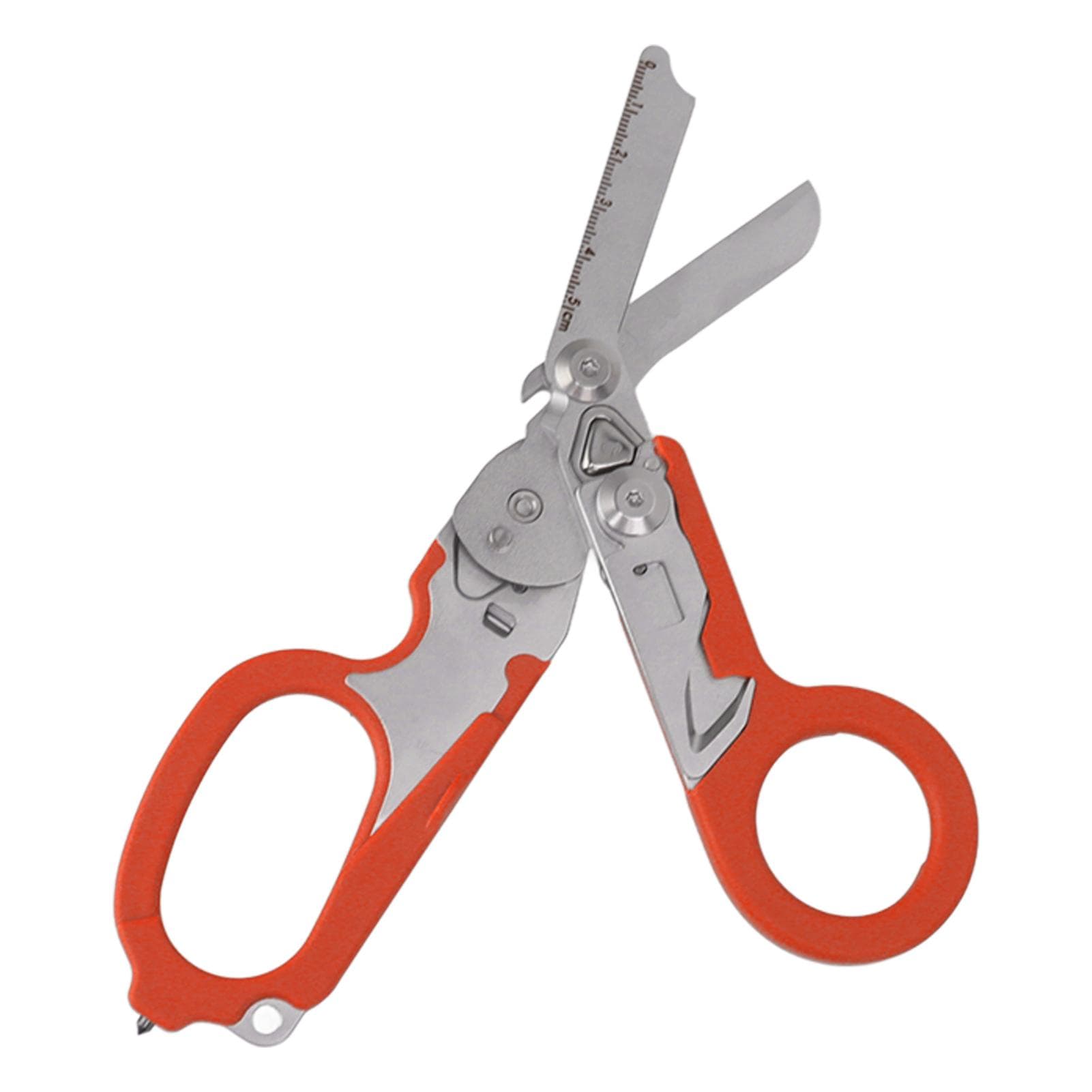 Emergency Response Shears Stainless Steel Multifunctional Foldable Scissors Pliers for Outdoor orange