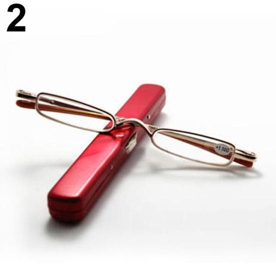 Fashion Portable Reading Glasses Pen Tube Case 1.00 - 4.00 Diopter 3.00 Strength
