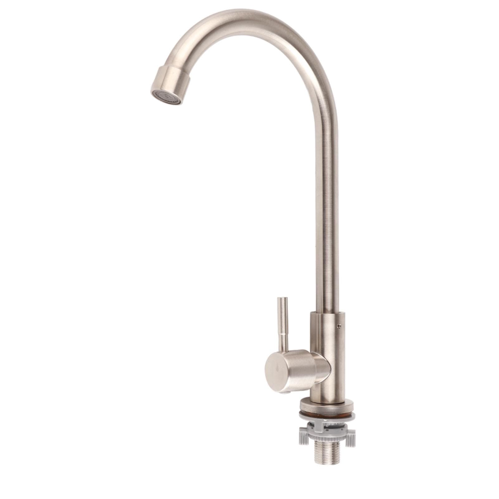 G1/2in Thread Stainless Steel Single Cold Single Hole Sink Water Tap 360 Degree Rotation Kitchen