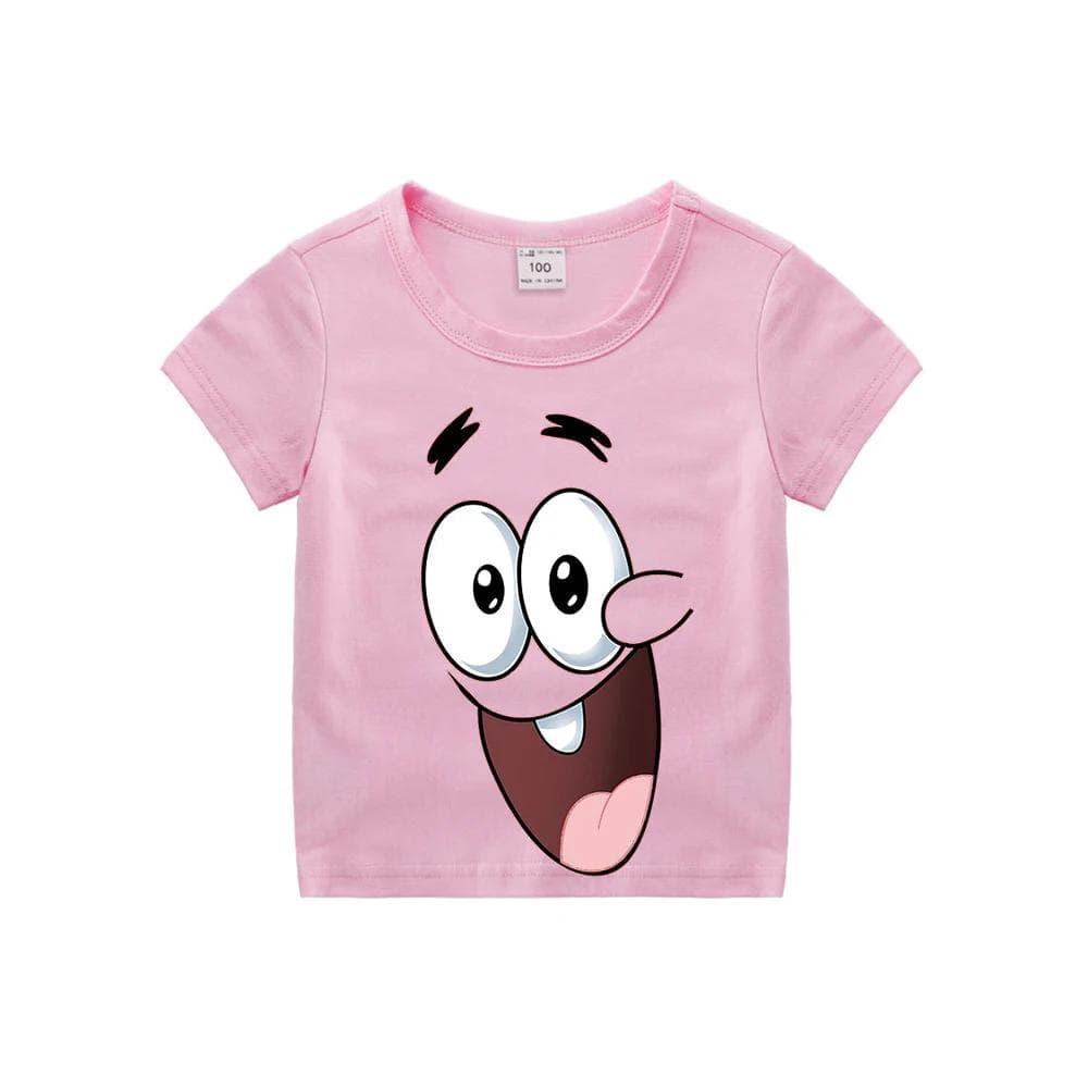 SpongeBobs SquarePants Children Clothing Anime Summer Short Sleeve Cute Patrick Star Clothes Cotton T-shirt Cartoon Kids Tops 160