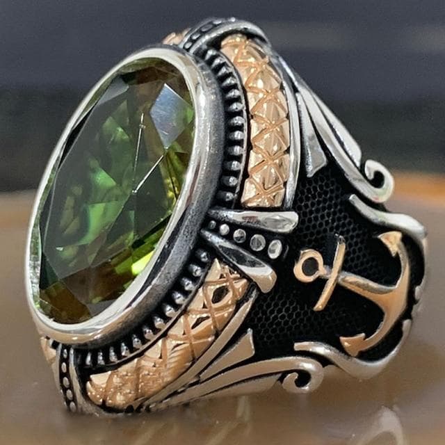 Inlaid Emerald Men 'S Luxury Ring Personality Retro Domineering Gem Sapphire Ring To Attend The Banquet Party Business Jewelry 8