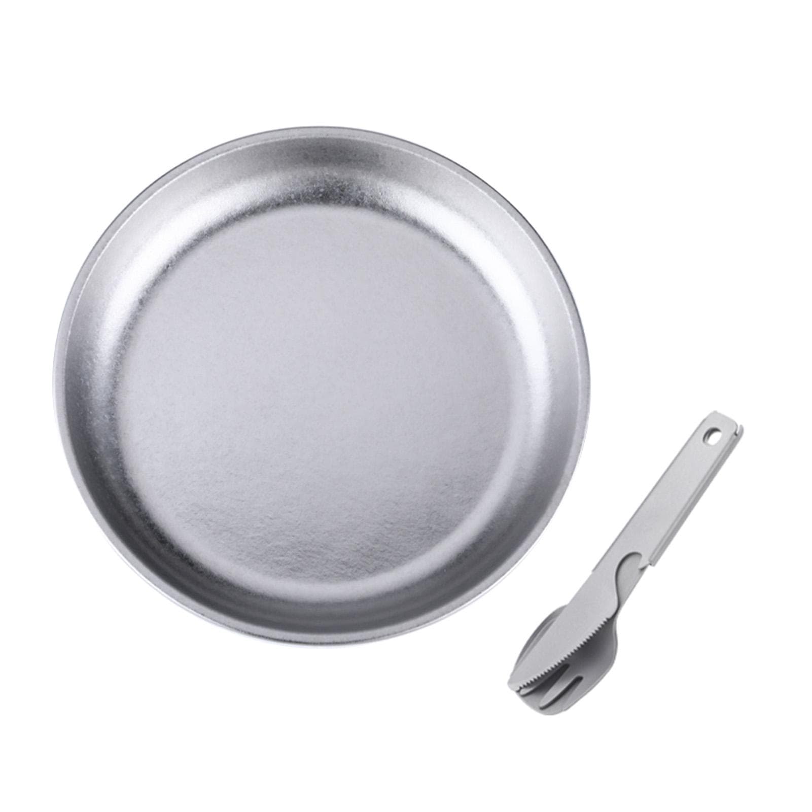 Camping Plate with 3 PCS Suit Integrated Tableware Titanium Plate BBQ Plates Metal Camping Plates Ice Crystal