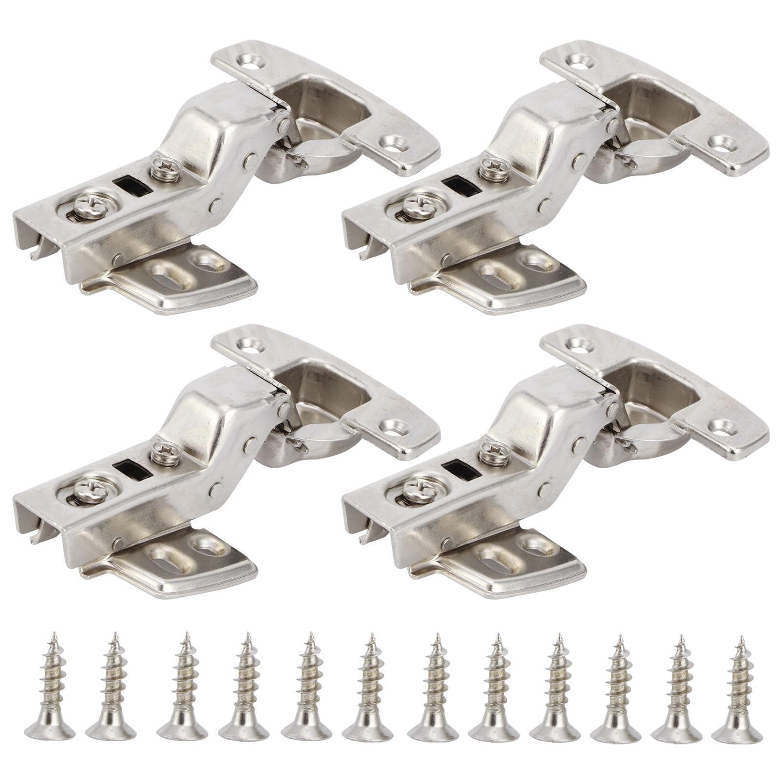 4Sets Hinges for Cabinet Kitchen W/Damping Buffer Door Bisagra Cold Rolled Steel HardwareBent Arm