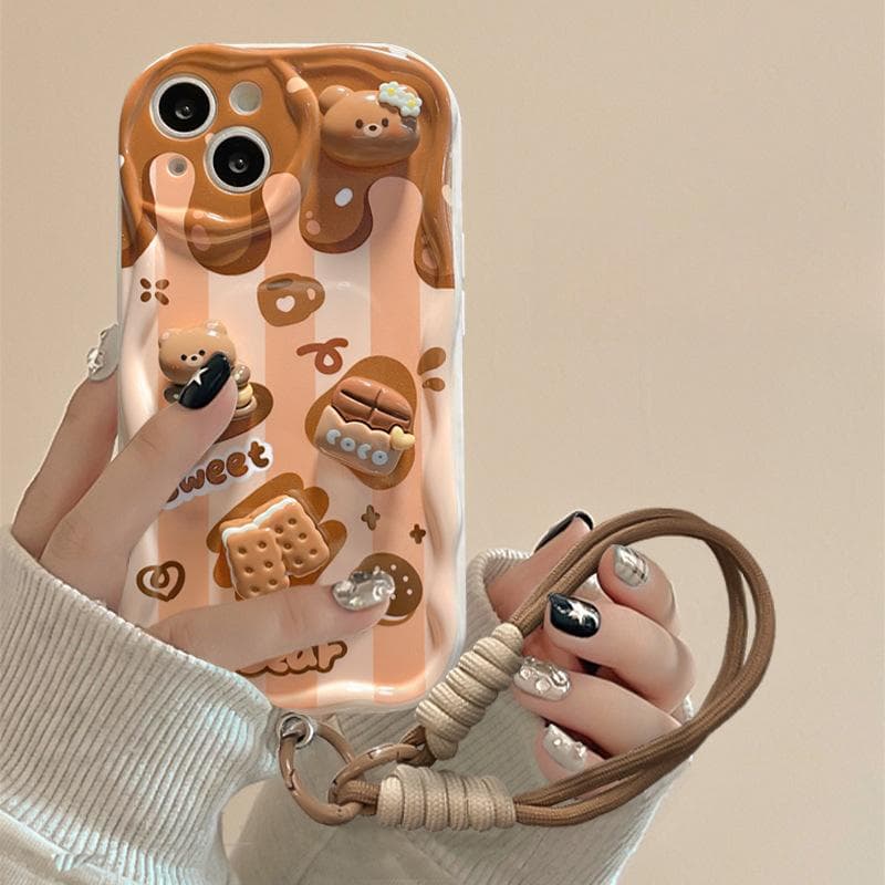 Applicable To Apple 15pro Mobile Phone Case IPhone 14/13 Chocolate Doll Lanyard 11/12 Silicone Anti-fall Xs iPhone 6s