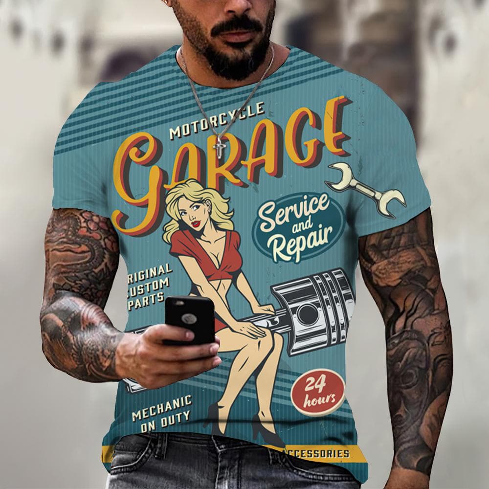 2022 Summer Vintage Men's T Shirt 3d Retro Motorcycle Oversized Tshirts For Men Clothing Biker Racing T-shirts Motor Tees Tops M