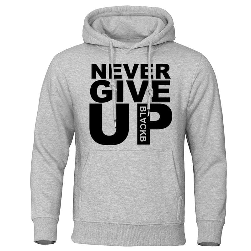 Men's Hoodies Brand Sweatshirts Soft Autumn Winter Tracksuit Never Give Up Print Tops Cotton Streetwear Quality Male Pullovers M