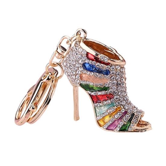 Shoes Pendant Keychain Rhinestone Keyring Key Holder Decor multicolour