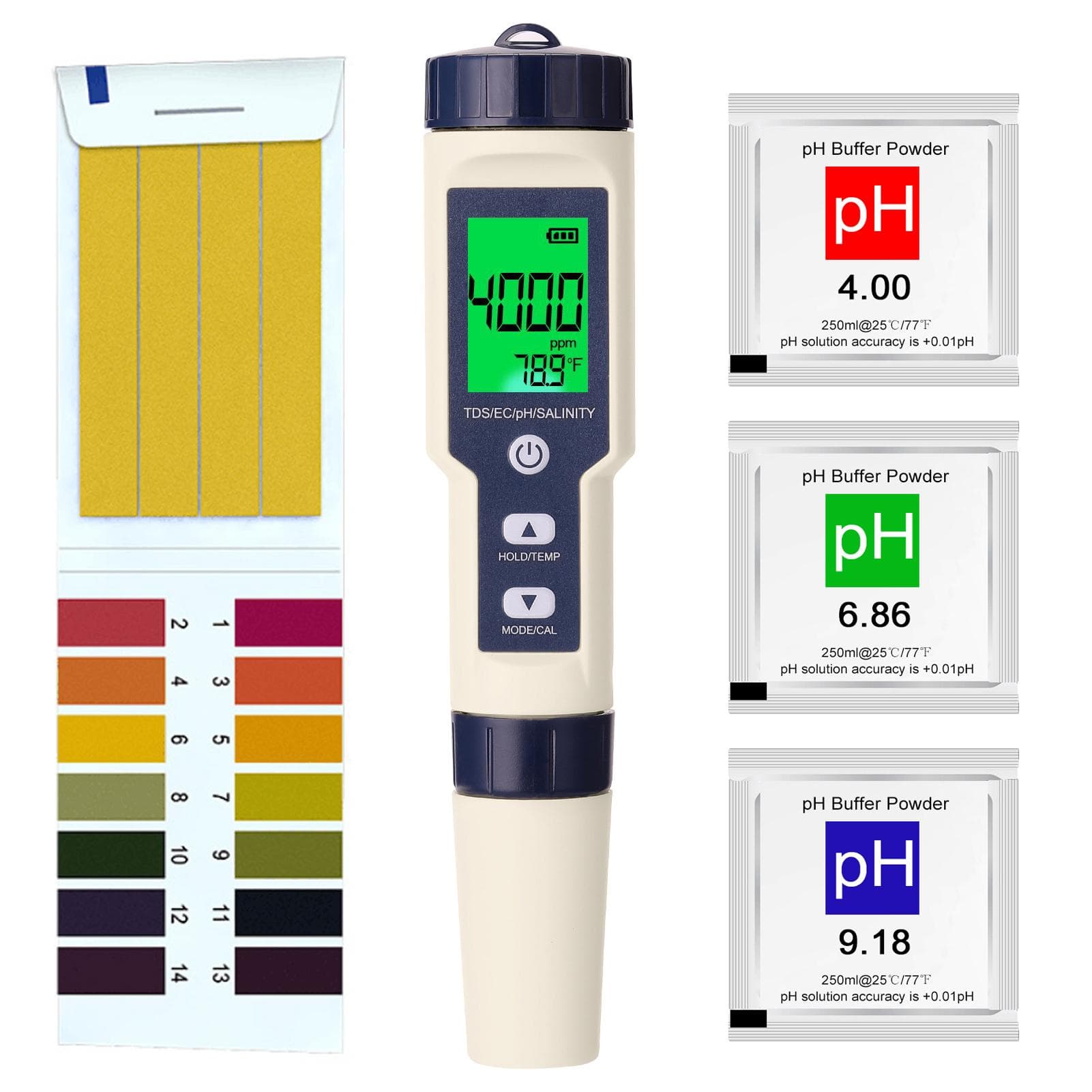 5 in 1 Professional Multiparameter Combo Testing Meter PHECTDSSalinityThermometer Digital with backlight multicolour
