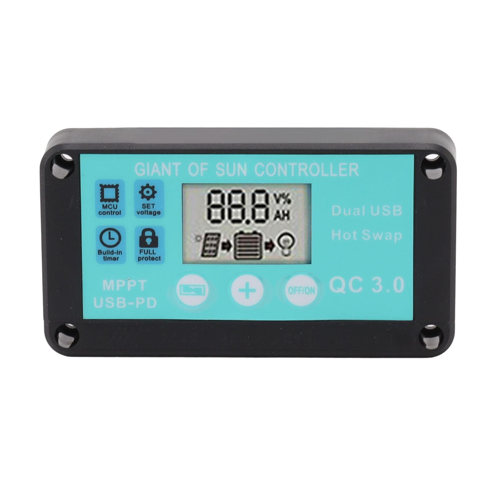 Solar Charge Controller Dual USB Output Fast Charging Solar Panel Regulator 12V/24V for Household