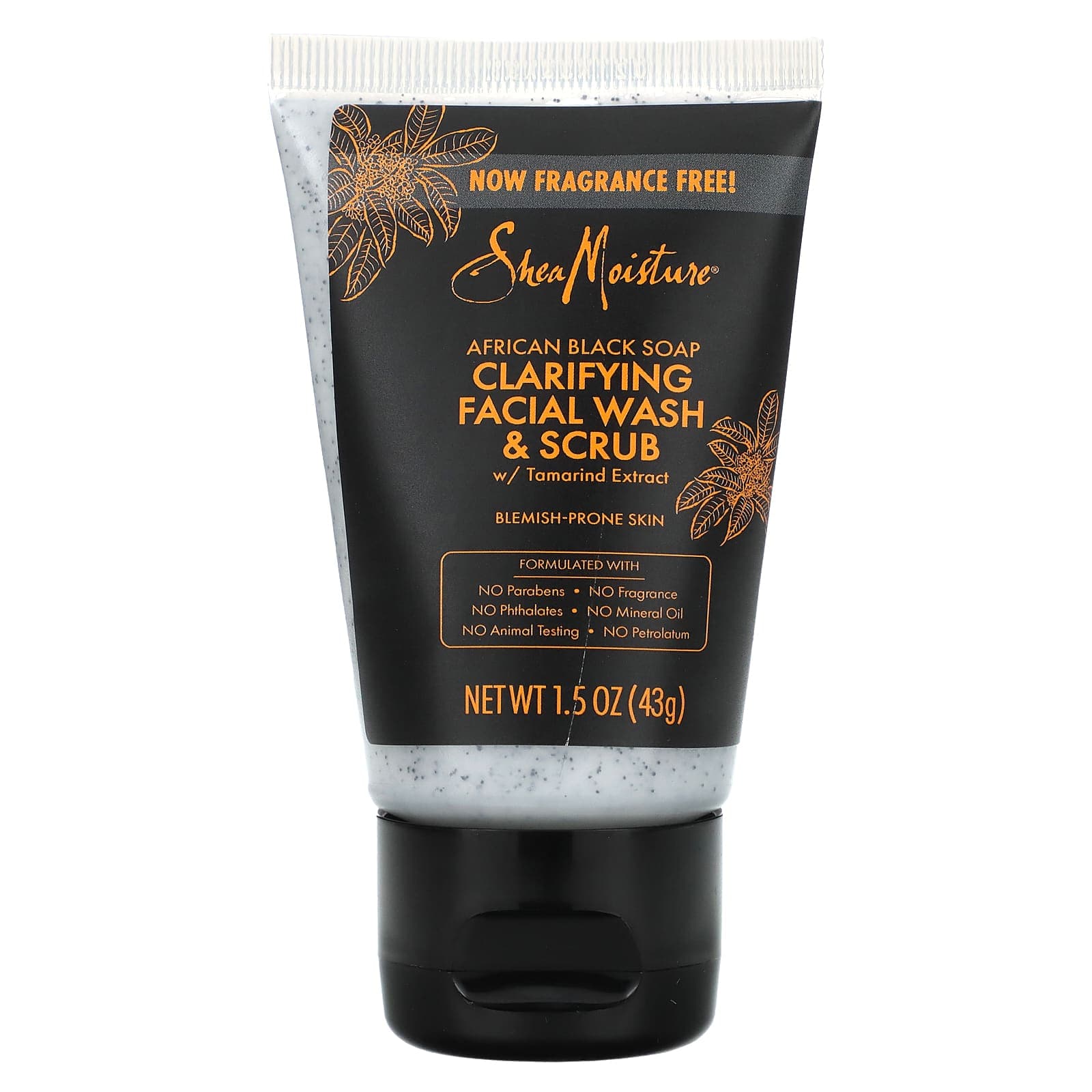 SheaMoisture, African Black Soap, Clarifying Facial Wash & Scrub, Fragrance-Free, 1.5 oz (43 g)