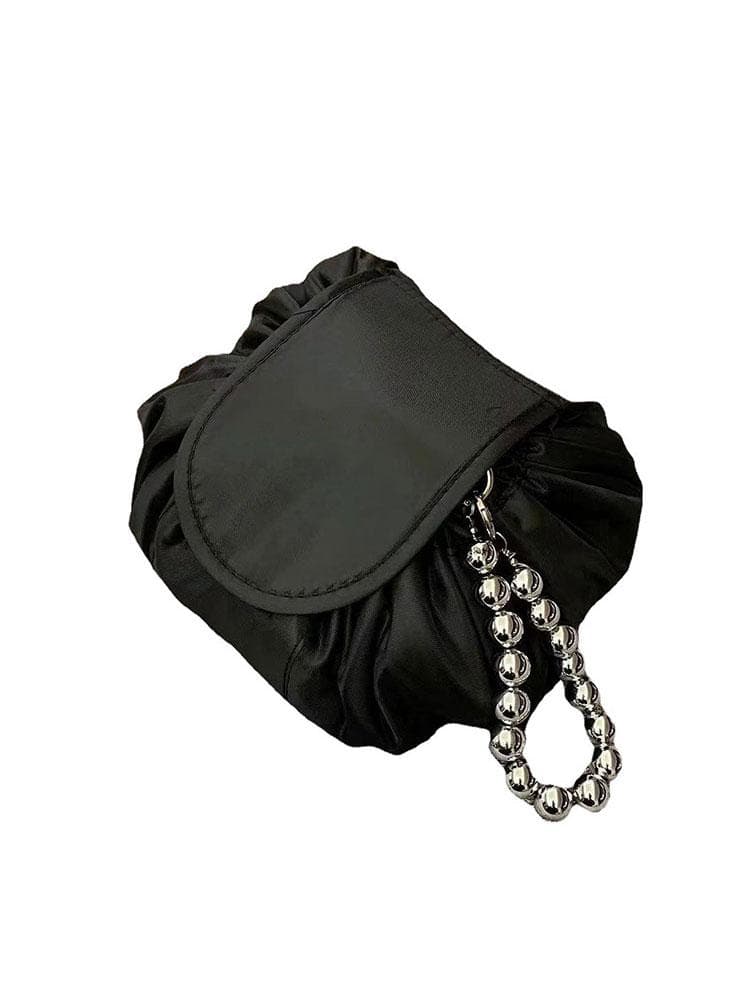 Women Drawstring Cosmetic Bag Organizer Travel Toiletry Storage Shoulder MakeUp Pouch Large Capacity Beauty Case Waterproof black