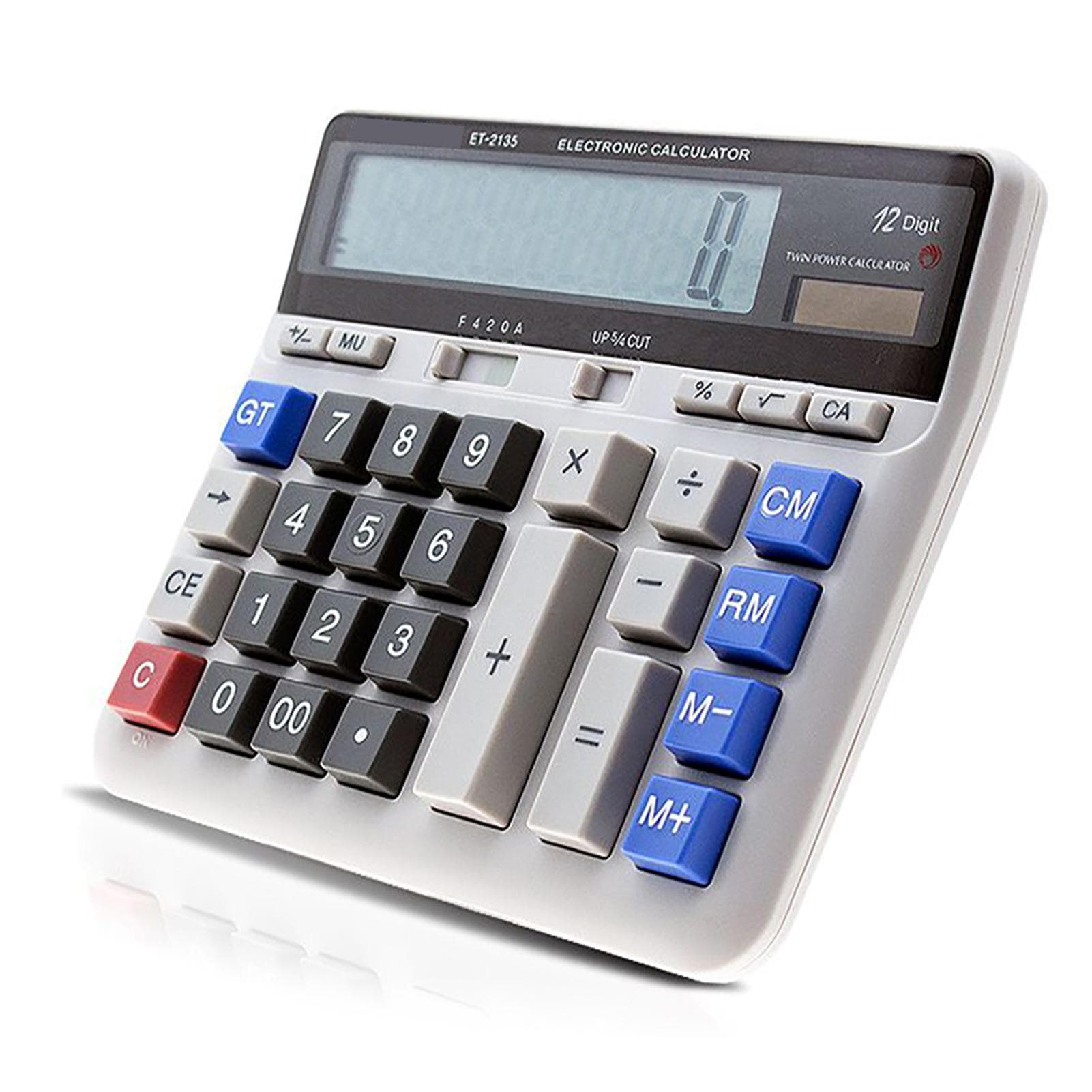 Large Computer Electronic Calculator Counter Solar & Battery Power 12 Digit Display multicolour