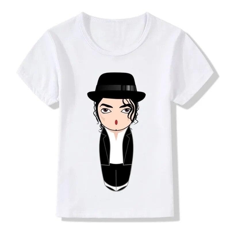 Michael Jackson Cartoon Design Children T Shirt Boys /Girls Rock N Roll Star Tops T -Shirt Kids Casual Clothes 5T