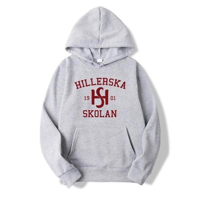 Young Royals Hillerska Skolan Hoodie Hillerska Skolan Unisex Hooded Sweatshirt Graphic Hoodies Long Sleeve Pullover Tv Show Tops L gray