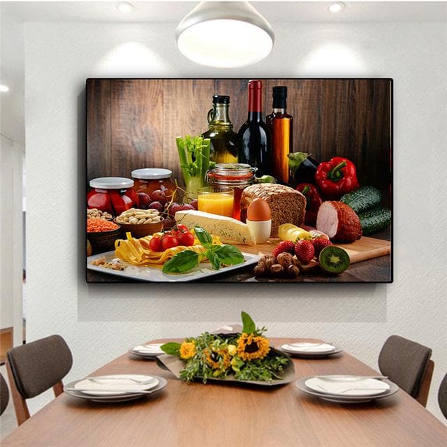 Nordic Vegatables and Fruits Canvas Painting Posters And Prints Wall Art Pictures Kitchen Living Room Home Decor No Frame 60cm×150cm No Frame
