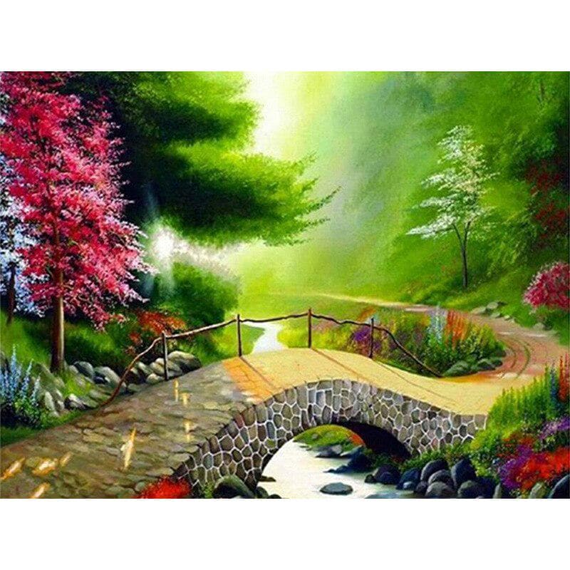 5D Diy Diamond Painting Cross Stitch Landscape Bridge Diamond Embroidery Needlework Rhinestone 20X30CM