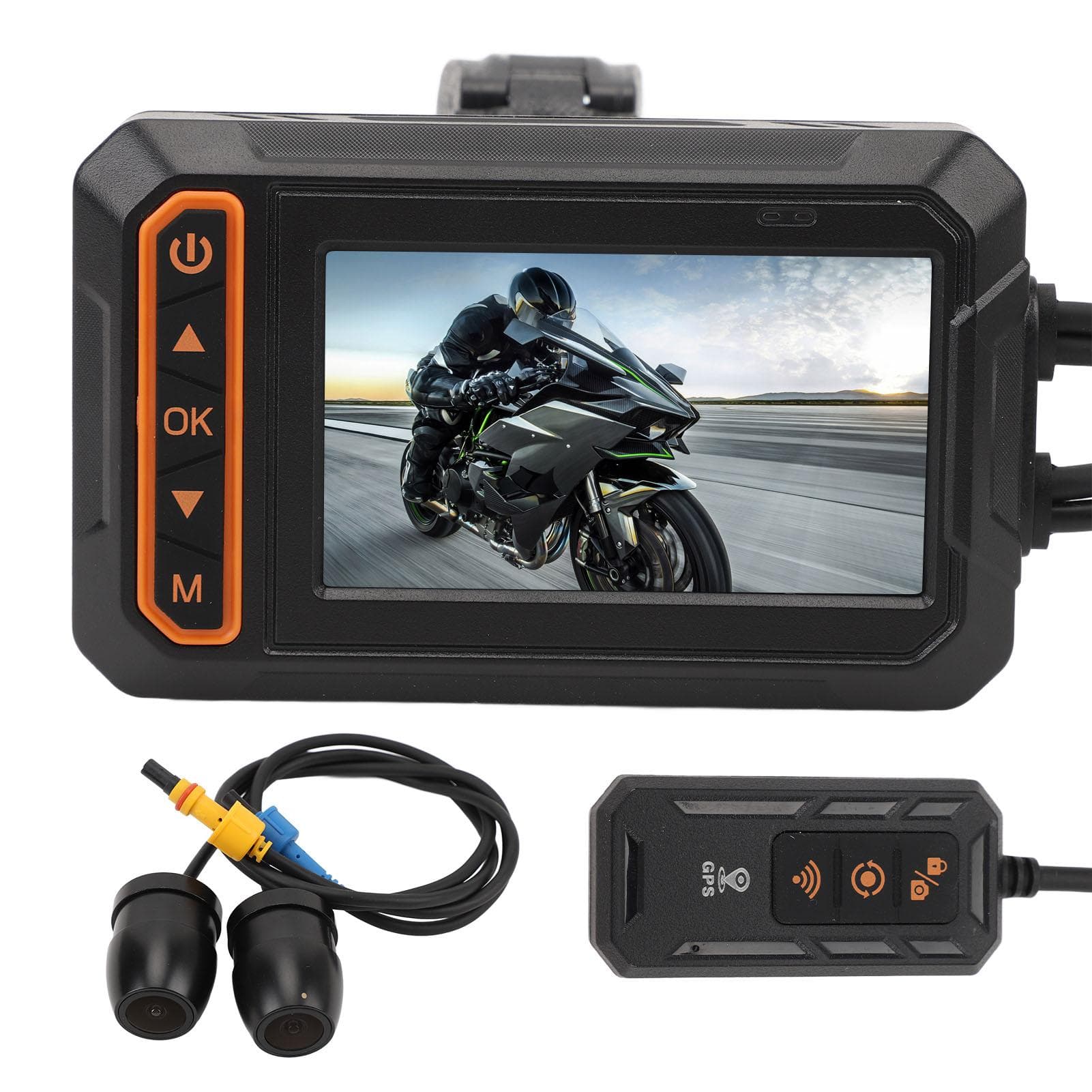 Motorcycle Dash Camera Dual Lens Front and Rear 1080P 3in IPS Screen IP67 Driving Recorder for