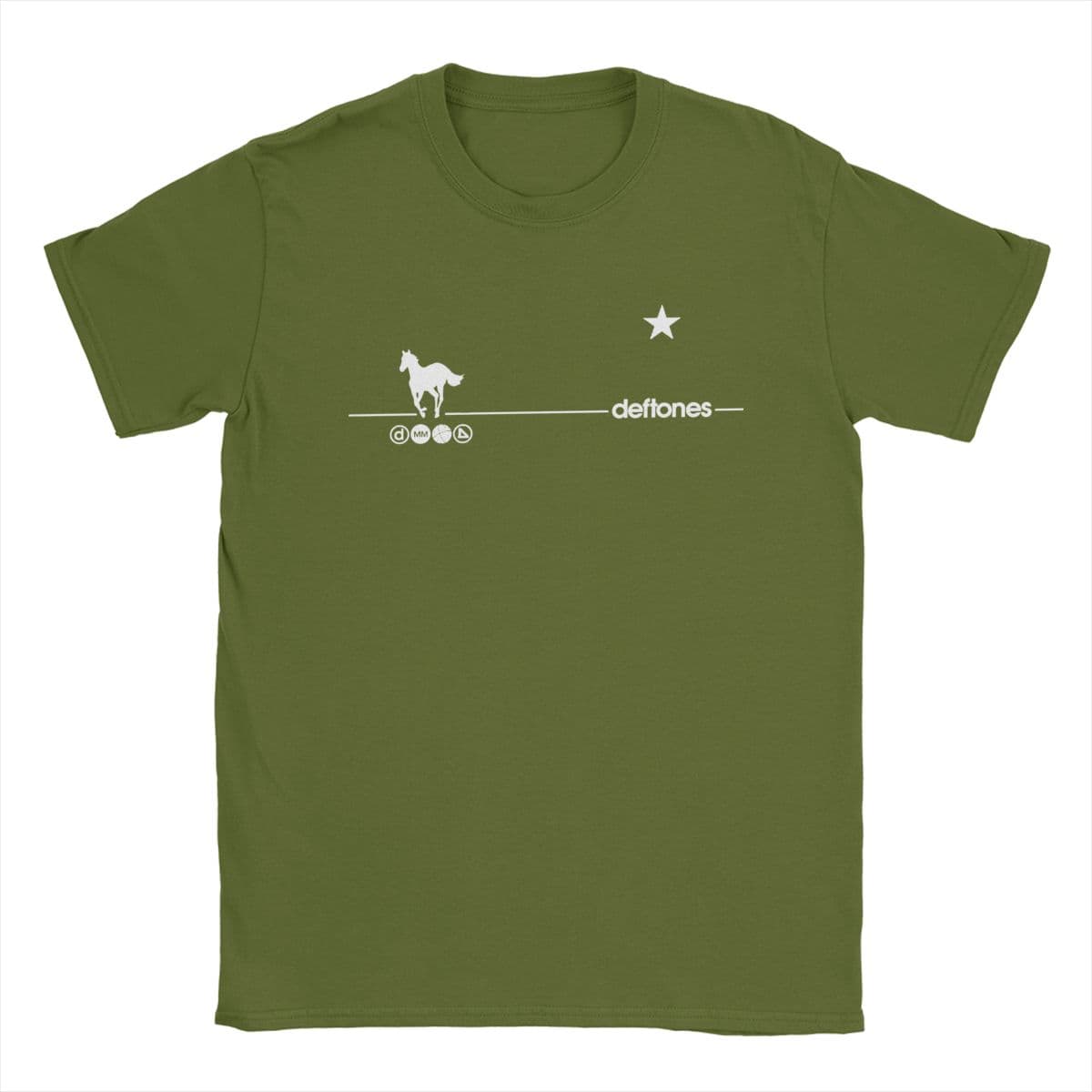 Deftones Rock Ohms White Pony Outfit Shirts Men Women metal Casual Cotton Classic Tees S army green