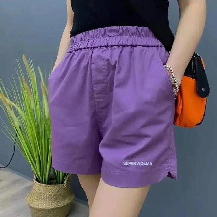 Large Size Women's Fat Mm Loose Slimming Wide-leg Pants In Summer New High-waist Sports Outside Embroidered Letter Shorts 4XL purple