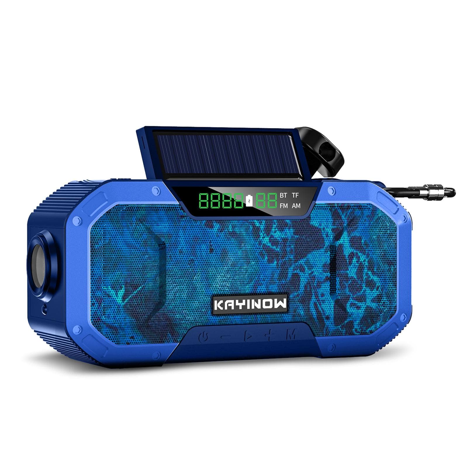 Emergency Sun Power Hand Crank Radio 5000mAh Power Bank Charger Flash Light Outdoor Camping blue