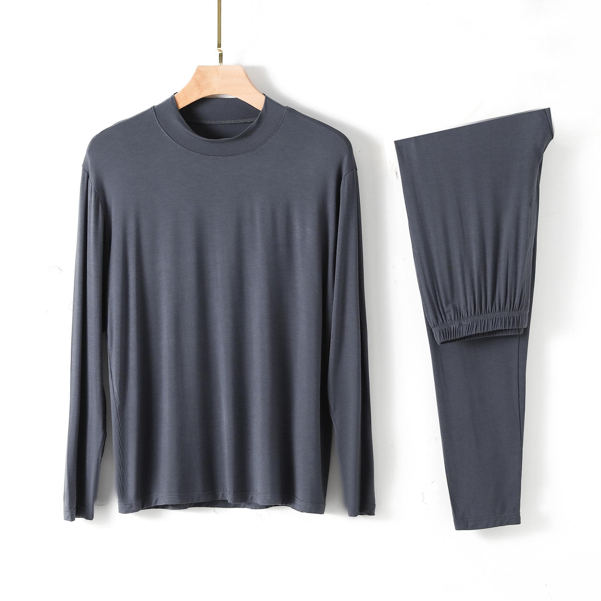 Modal Men's Homewear Pajamas V-neck Long Sleeve Pants Set Draping Smooth Elastic Comfortable Sleepwear Pyjama Homme 2XL