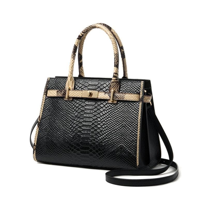 Leather Women's Bag, Spring Bag, Single-shoulder Bag, Large-capacity, High-end, Commuting Tote, Women's Handbag 28.5*14*21.5cm black