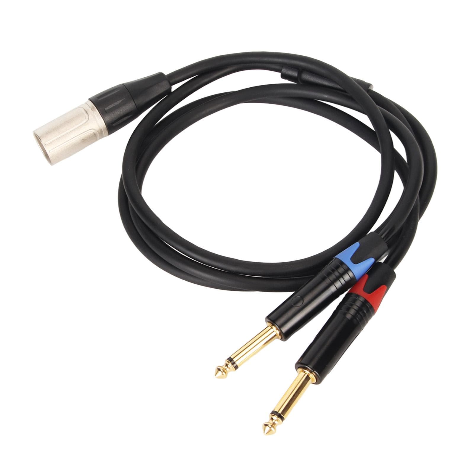 Dual 14 Inch to XLR Male Y Splitter Cable XLR Male to Dual 6.35mm TS Mono Plug Microphone Sound 1m / 3.3ft