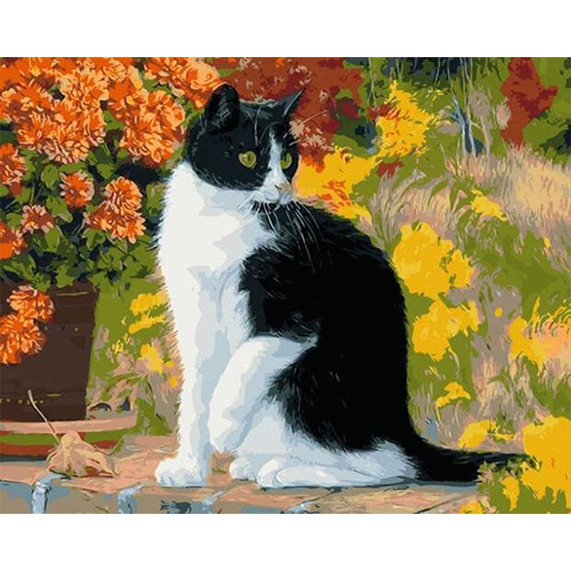 5D DIY Diamond Painting Cross Stitch Full Round Diamond Embroidery Black Cat Picture Decor Paintings 20X30CM