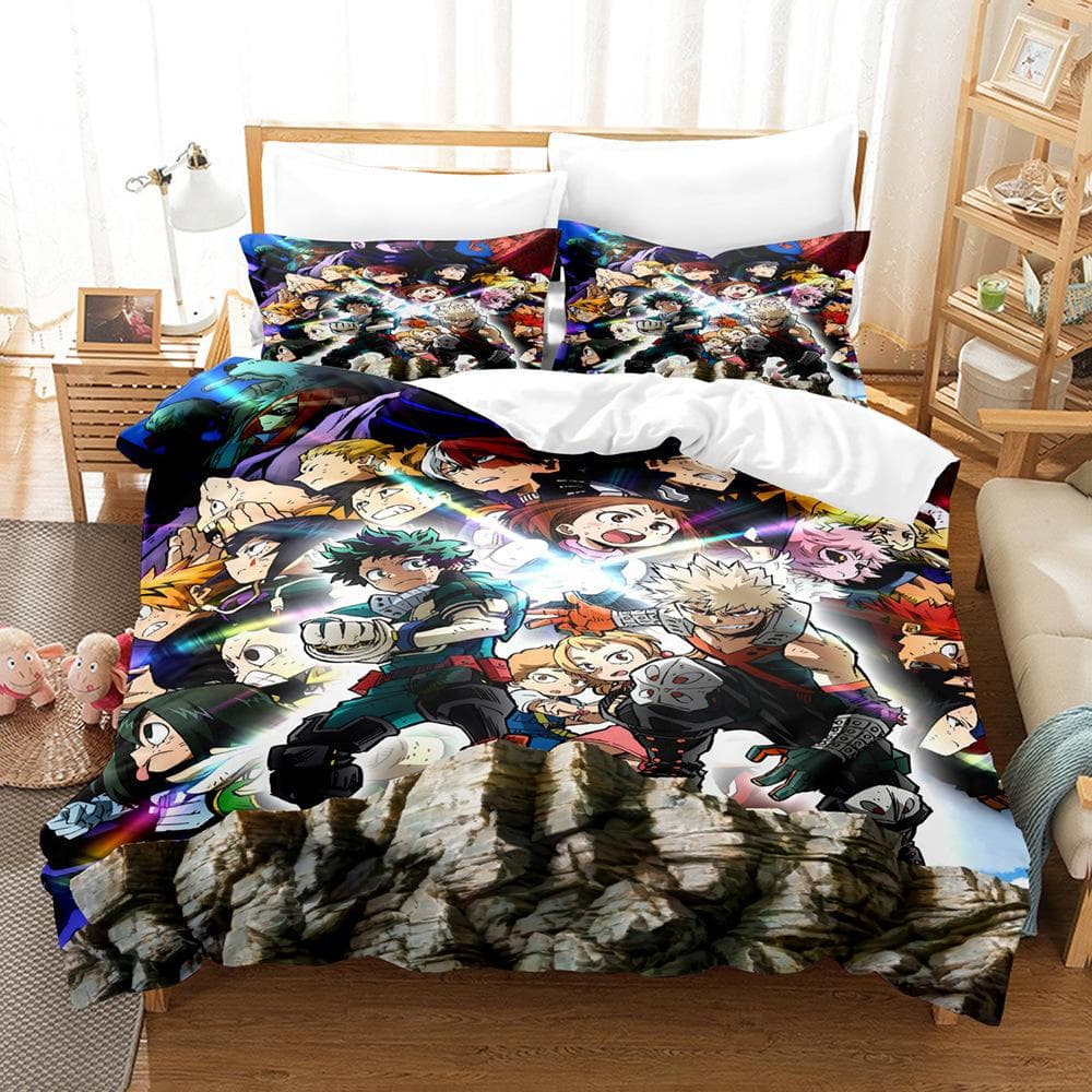 New My Hero Academia Bedding Set Japan Anime Soft Bedclothes Single Double Queen Twin Full Size Duvet Cover Teens Boys Bed Linen cot size 70x133cm