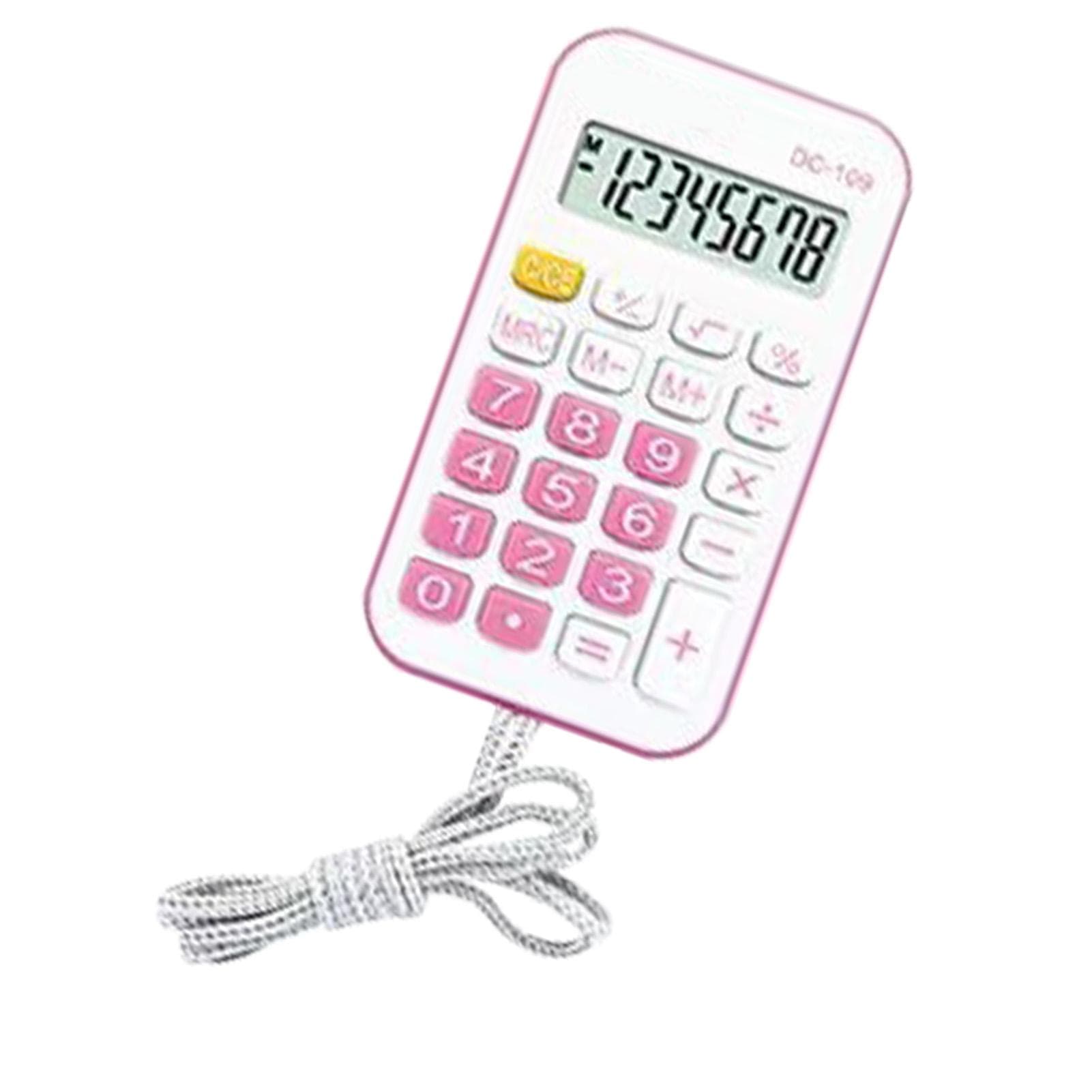 Pocket Calculator Mini Small Portable for Students School Office Supplies with Rope Blue pink