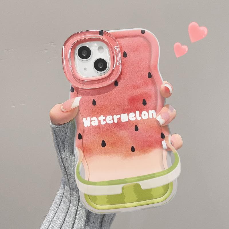 Summer Watermelon Suitable for IPhone 16 Dual Stand 15 Full-inclusive Small Fresh 14 Silicone 13 Redmi K40/K40 Pro