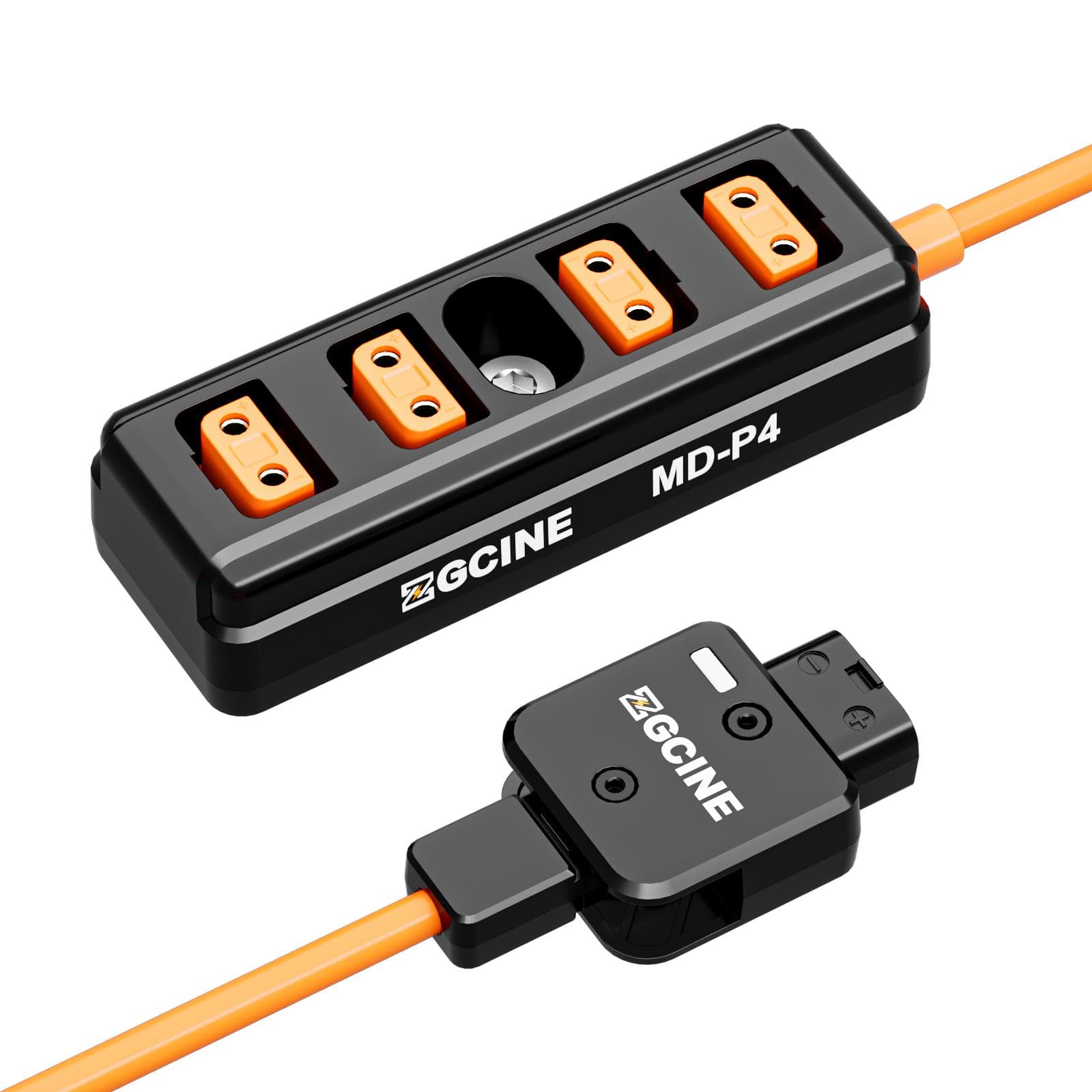 ZGCINE MD-P4 D-Tap Splitter Cable 180° Rotatable D-Tap Male Plug to 4 D-Tap Female Ports Power black
