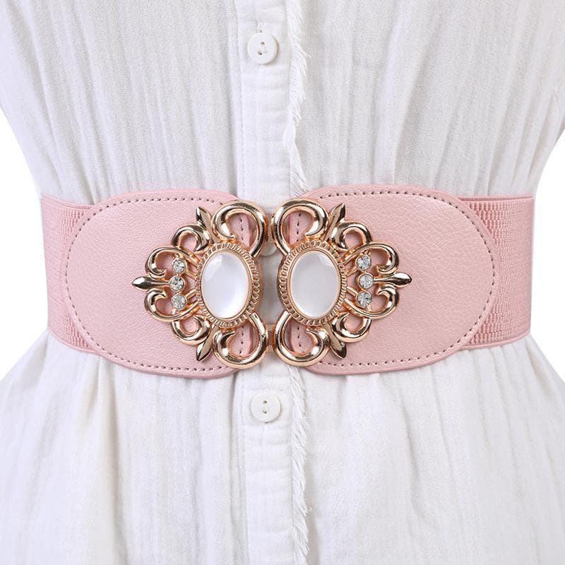 1Pc  Women Retro Elastic Stretchy Dress Narrow Waist Belts Dress Accessories Women Skirt Decoration pink