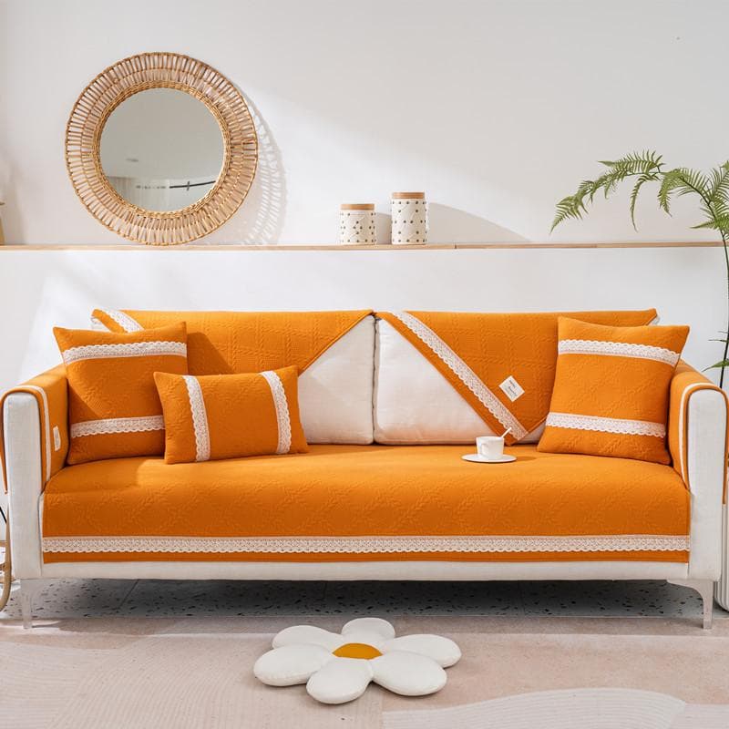 Modern Soft Sofa Cover for Living Room Non-Slip Solid White lace Sofa Cushion Mat Simple Style Cloth Sofa Towel Home Couch Decor 110x240cm 1pcs1