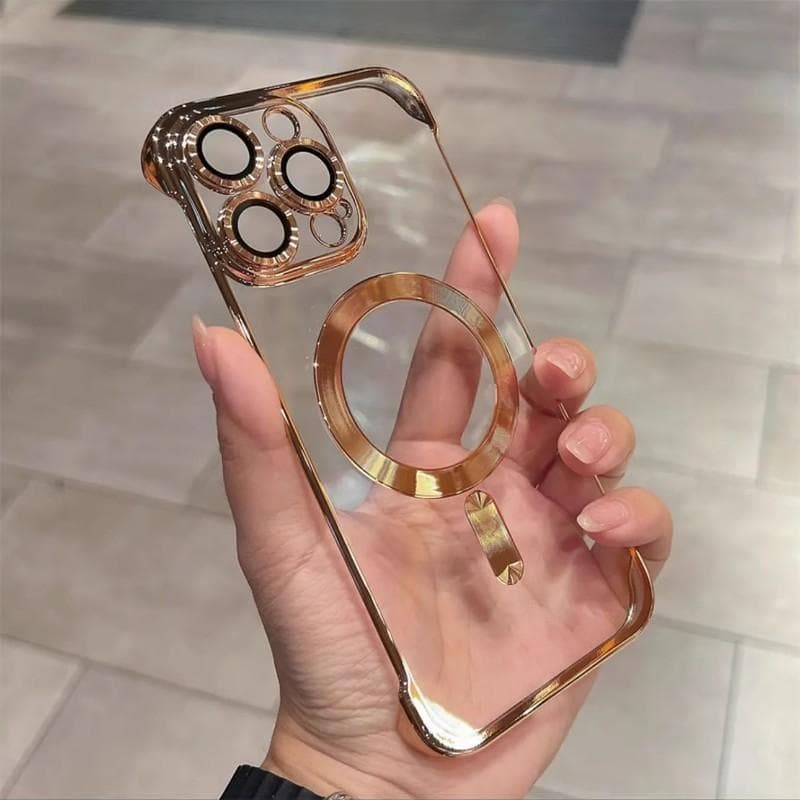 Applicable To Apple 16 Frameless Magnetic Suction Phone Case Electroplated IPhone 15 ProMax Half-pack Anti-fall 14 Protective Case iPhone12proMax gold