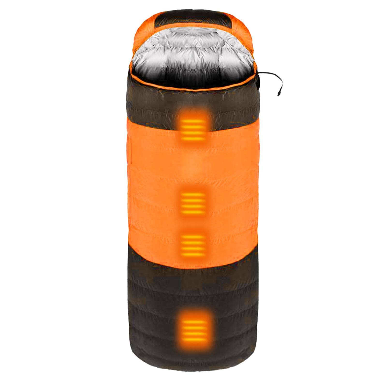Heated Sleeping Bag with Storage Sack Outdoor Winter Warm Sleeping Bag for Camping Hiking Traveling orange