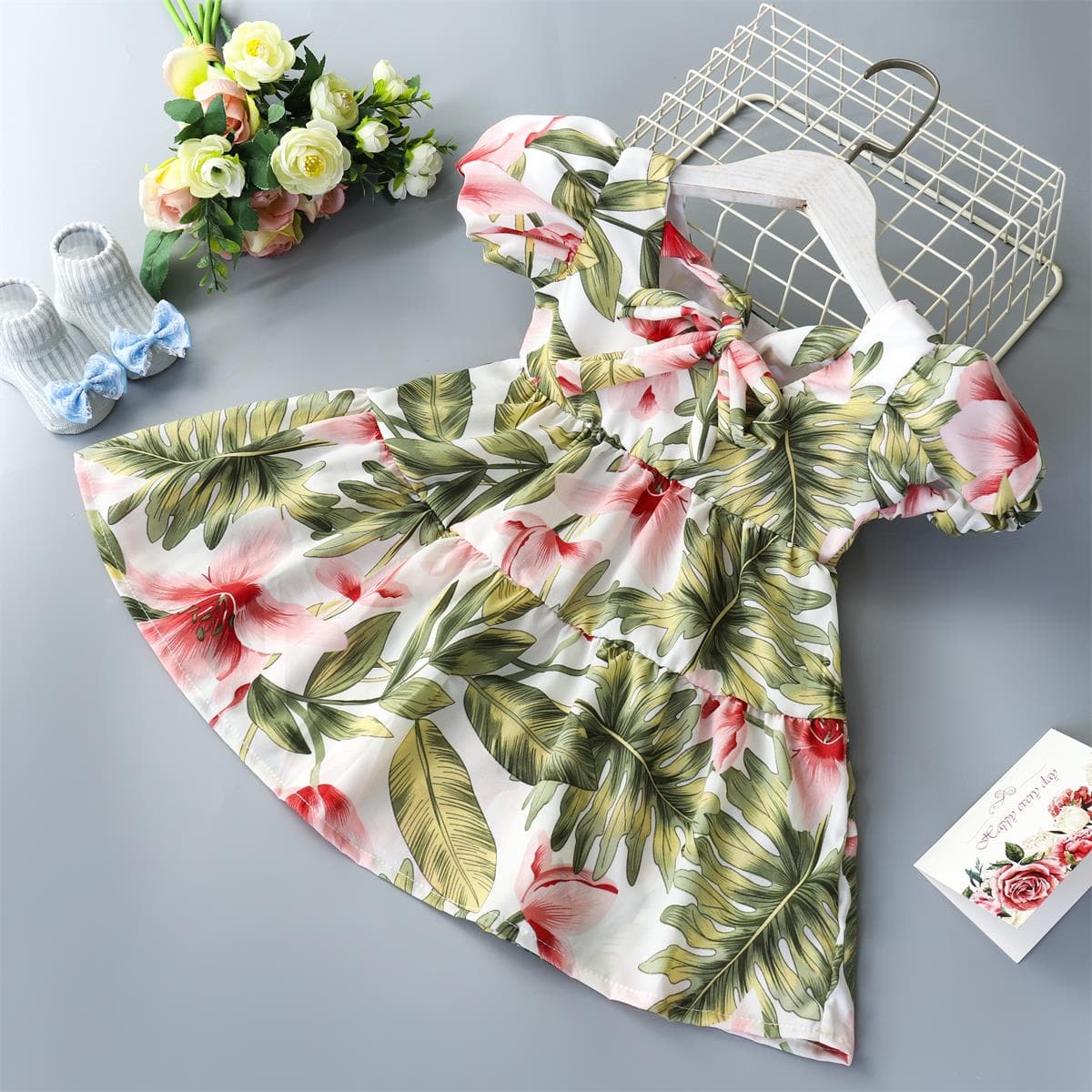 Toddler Baby Girl Dress Romper Floral Skirts Baby Sundress Cute Infant Girl Clothes L