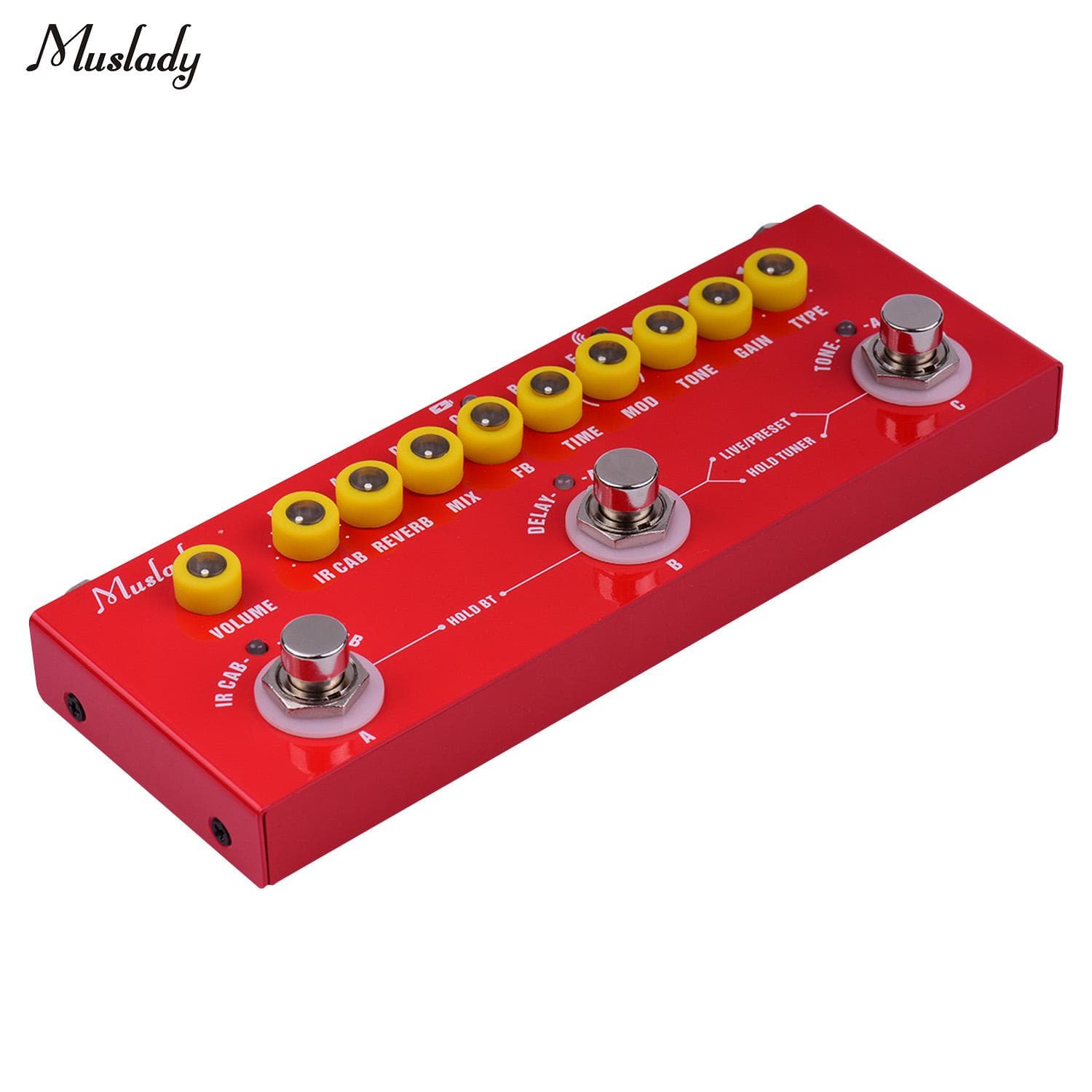Muslady CUBE BABY Portable Multi-functional Electric Guitar Combined Effects Pedal Built-in Battery red
