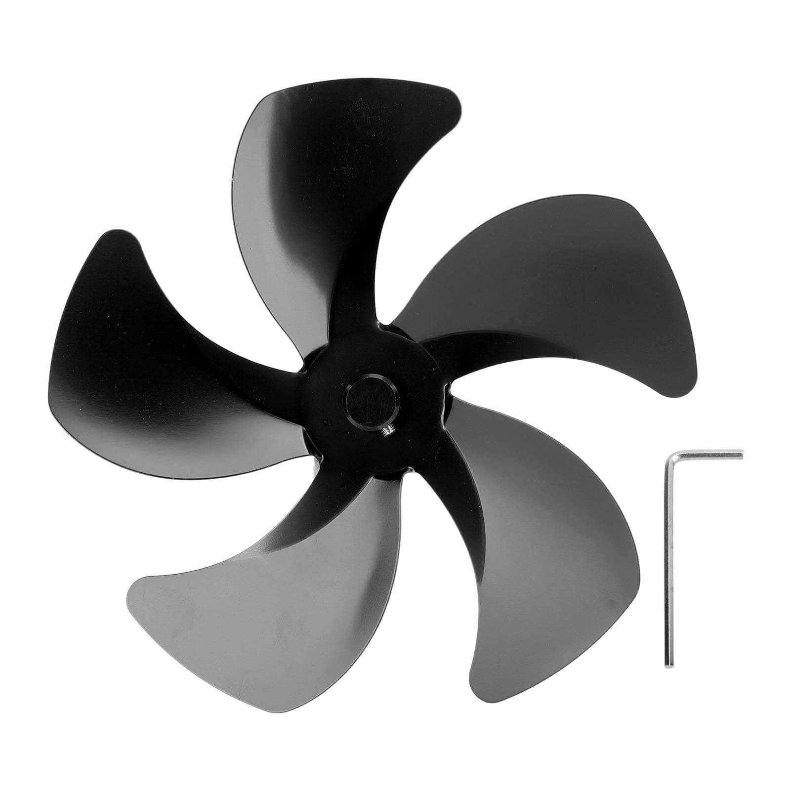 Stove Fan Blade Replacement Aluminum Alloy Enhance Warm Air Circulation Fireplace Fan 5 Blade for black