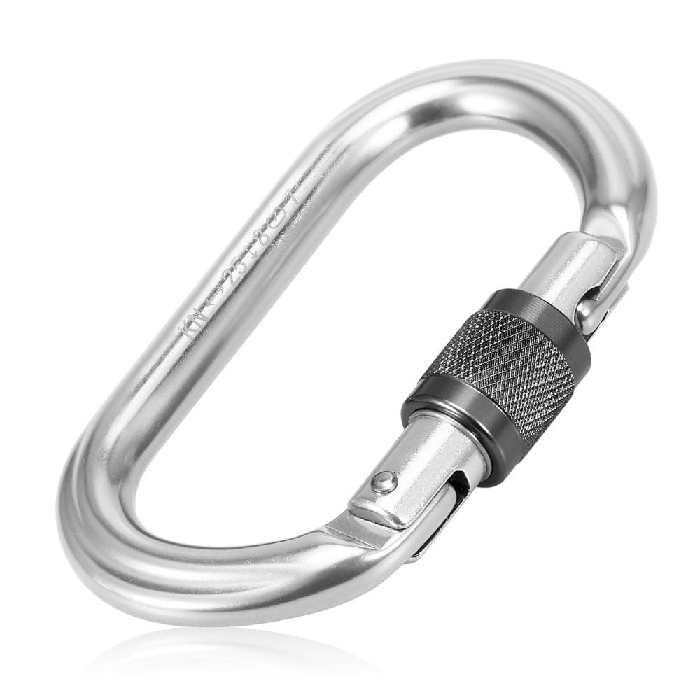 25KN Auto Locking Gate Carabiner Heavy Duty D Shape Buckle Pack Twist Locking Gate Carabiner silver