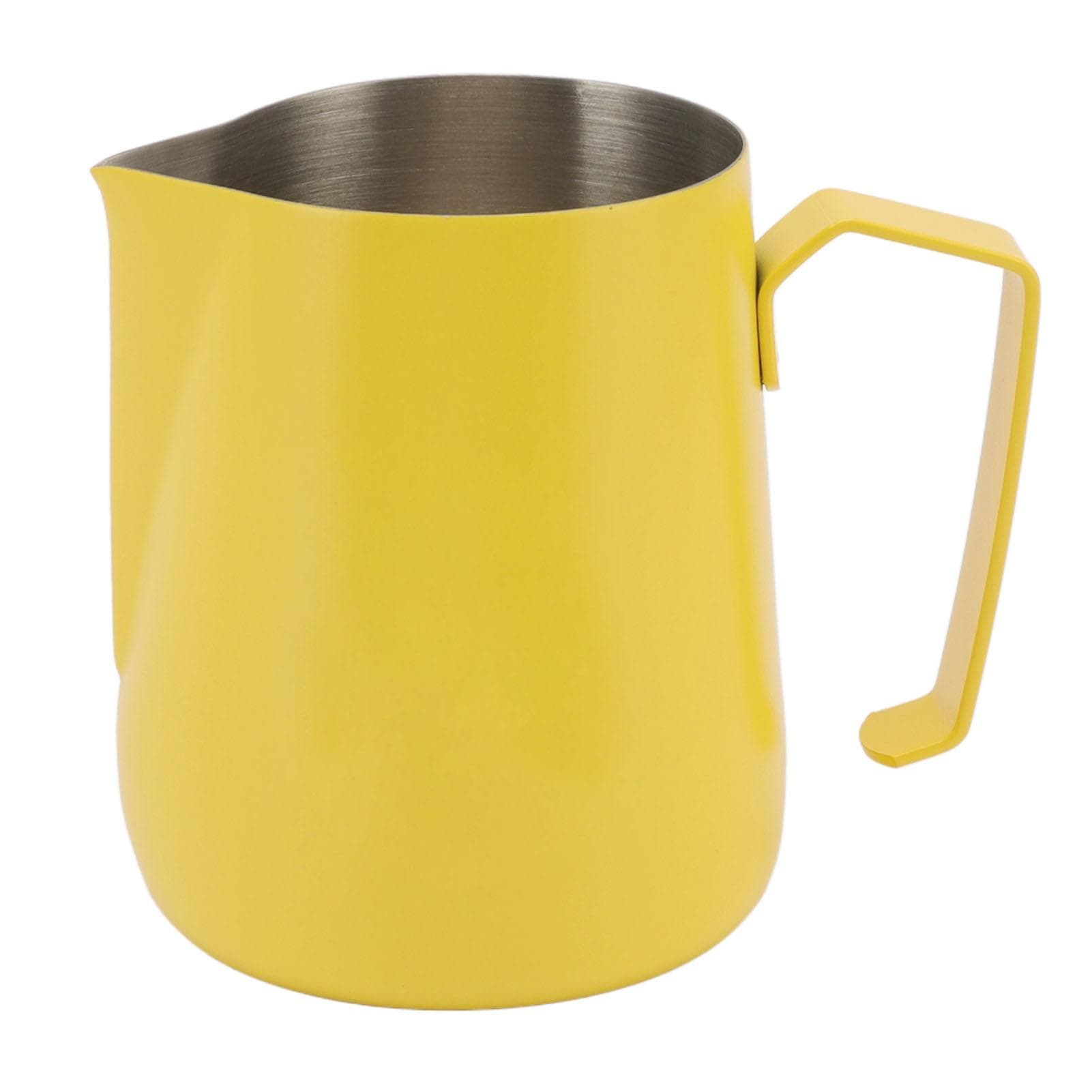 450ml Milk Frothing Pitcher 304 Stainless Steel Steaming Pitcher Milk Frother Pitcher for Coffee yellow