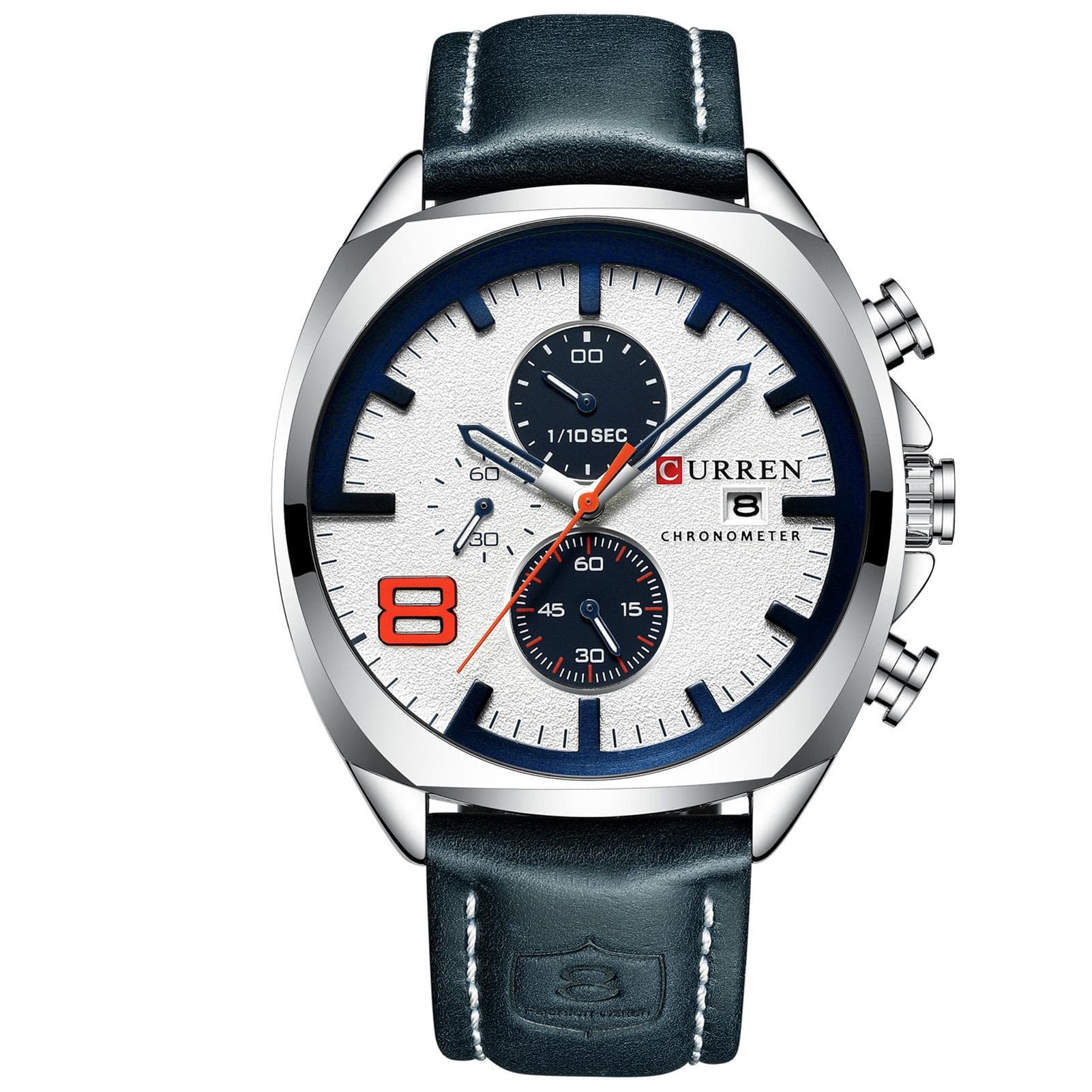 Men Watch Quartz Chronometer Movement Business Casual Wrist Watch white