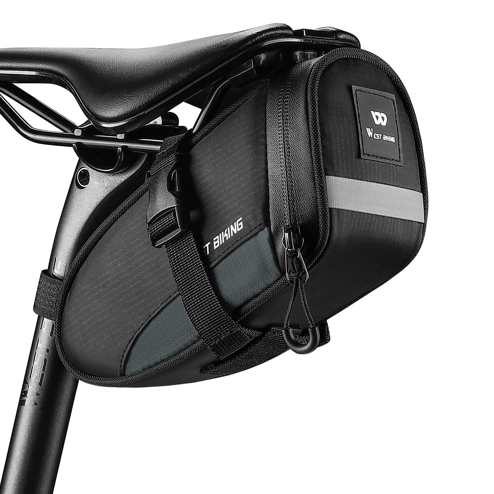 Bike Saddle Tube Bag Waterproof Bicycle Under Seats Bag Large Capacity Cycling Storage Bag Quick grey
