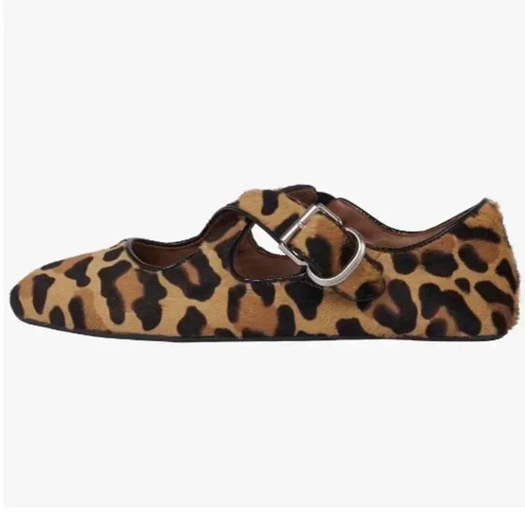 Spring/Summer New Round Head Cross Buckle Mary Jane Flat Shoes Casual Versatile Comfortable Ballet Large Women's Shoes 37