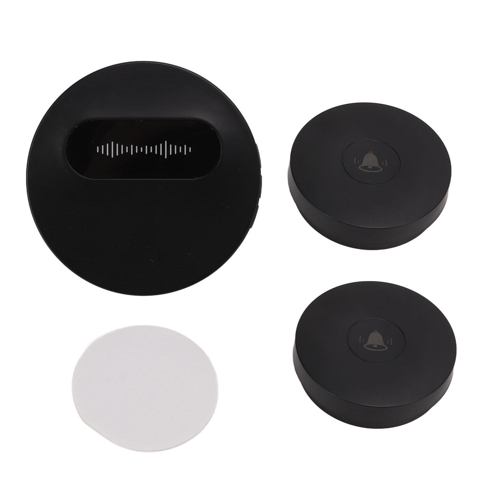 Black Wireless Doorbell Self Powered Waterproof Door Bell with 58 Melodies LED Flash for Home