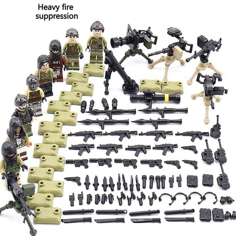 City Police WW2 Army Soldiers Figures Guns Weapons Military Building Blocks Accessories Children Diy Bricks Toy for Boy