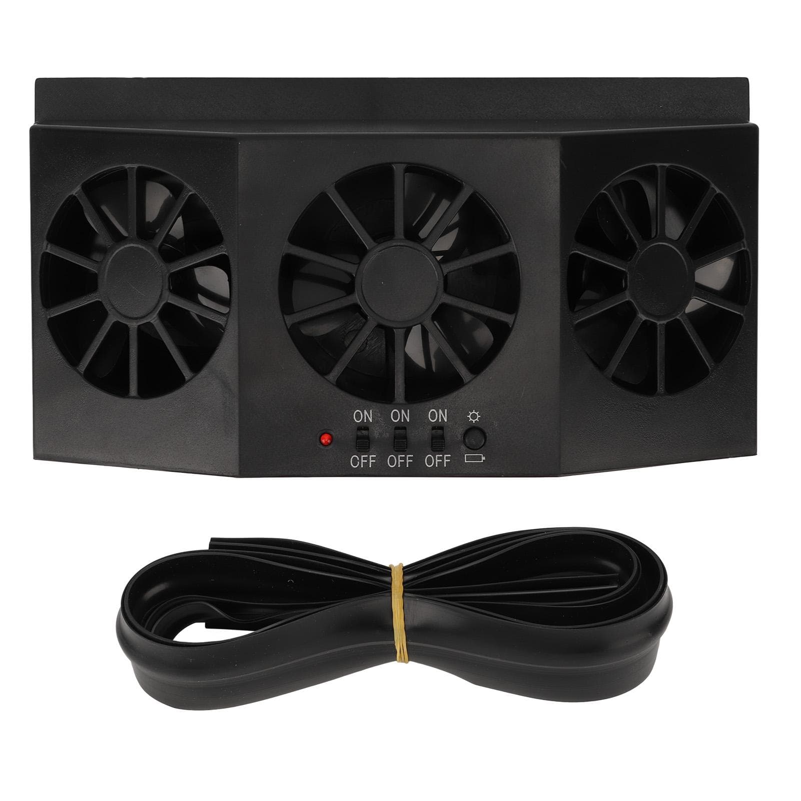 1.5W Solar Powered Car Ventilator 3 Holes Car Exhaust Fan Vehicle Air Circulation Fan Black