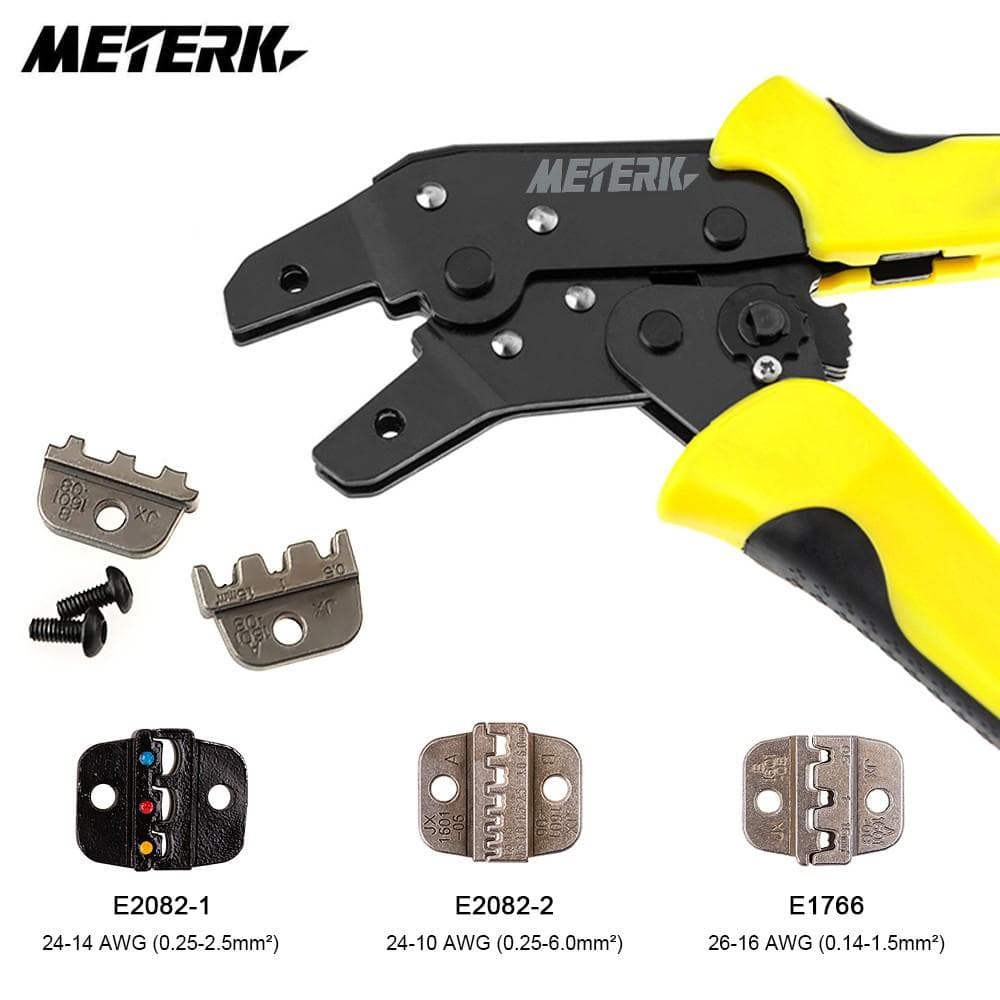 Meterk Professional Wire Crimper Engineering Ratchet Terminal Crimping Pliers Tool 24-14AWG(0.25-2.5mm2)
