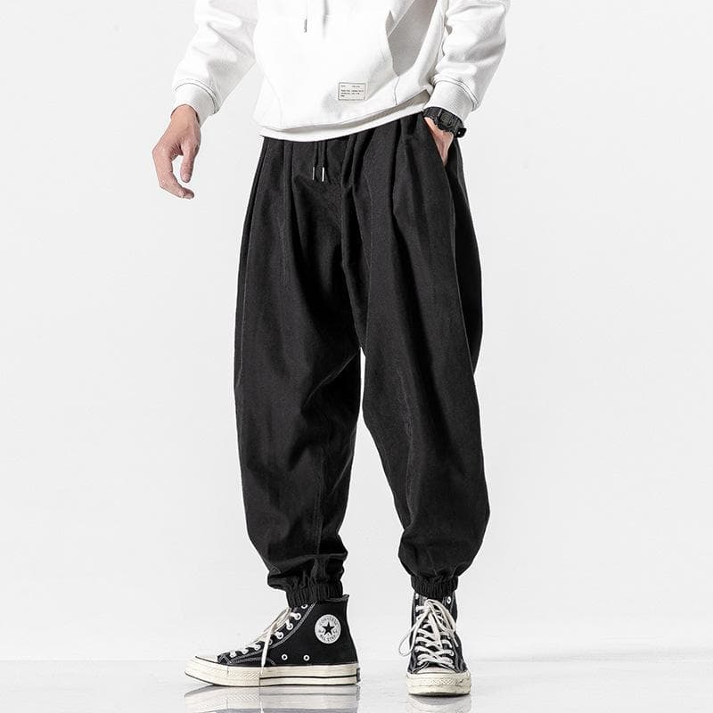 New Summer Japanese Retro Straight Wide-leg Sports Pants Loose Bloomers Tying Feet Casual Pants S