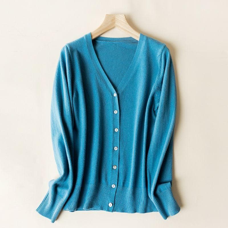 Women Cardigans Autumn Winter Single Breasted V-neck Knitted Sweater Fashion Short Knitwear Solid Jumpers XXL blue